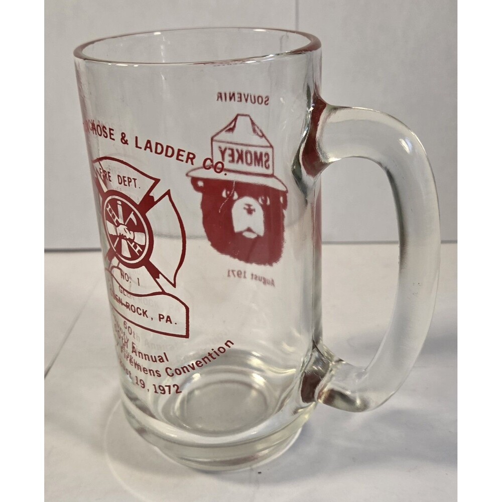 Vintage 1972 Firemen Convention Beer Mug Glen Rock PA Hose Ladder Smokey - Picture 6 of 7
